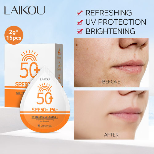 LAIKOU sunscreen 莱蔻防护乳护肤品2g*15 夏季面霜补水保湿跨境