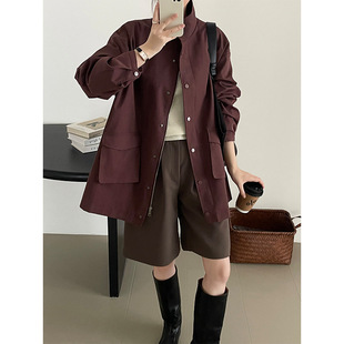 可乐高 级感廓形立领风衣女慵懒风极简oversise外套2590