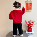女童加绒卫衣秋冬季2025新款洋气时髦加厚保暖冬装喜庆拜年服P67，童装卫衣/绒衫，祺妙童装