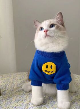 新款冬天宠物猫猫衣服潮牌秋冬小奶猫防掉毛笑脸卫衣猫咪秋衣