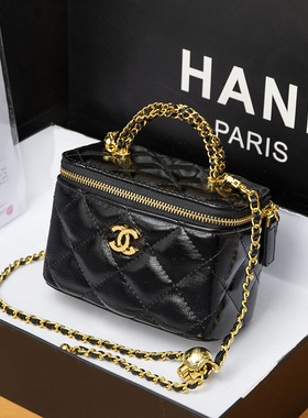 品牌小香风盒子包包女士手提化妆包菱格链条包百搭肩斜挎包女包