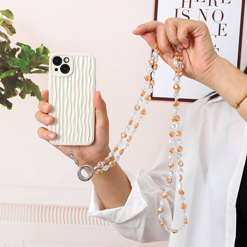 PERSONALIZED ROUND CRYSTAL CROSSBODY CHAIN HAND-BEADED LOVE MOBILE PHONE LANYARD PENDANT SHOULDER STRAP BAG BAG CHAIN