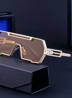 赛博未来机械人复古蒸汽朋克太阳镜潮一体不规则墨镜INS潮人