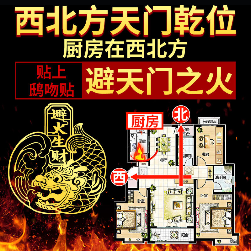 鸱吻厨房在西北摆件解决开门见灶冰箱贴