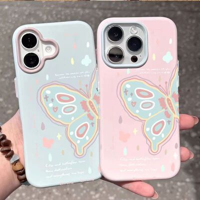 Colorful Butterfly Phone Case 适用 iPhone 17 Pro Max 16 15 14 13 Contrast Color Shockproof Cover