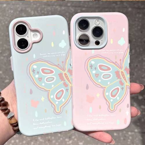 Colorful Butterfly Phone Case 适用 iPhone 17 Pro Max 16 15 14 13 Contrast Color Shockproof Cover