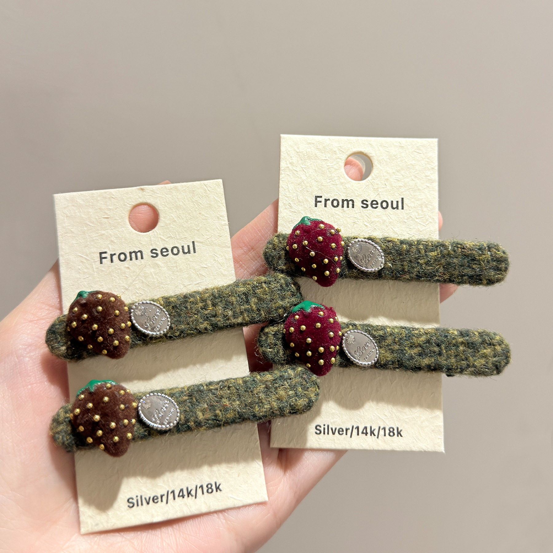 韩国甜美绿色毛绒草莓发夹女可爱百搭侧边刘海碎发BB夹一字夹发饰,饰品/流行首饰/时尚饰品新,发饰,淘宝优惠券,粉丝福利购,淘宝优惠卷