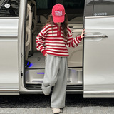 女童条纹毛衣2025年秋季新款加厚半拉链针织衫中大童休闲长袖上衣，童装毛衣，祺儿童装