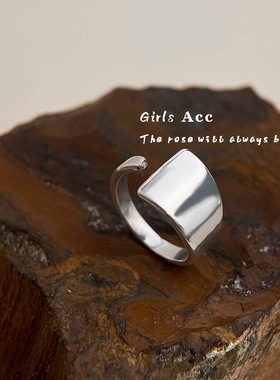 冷淡风几何不规则宽面戒指女小众夸张食指戒开口可调节指环