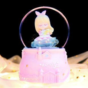 新款幻梦女神水晶球八音盒雪花音乐盒创意桌面装饰摆件送闺蜜礼物