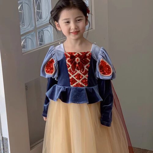 女迪士周岁尼生日级蓬蓬裙礼服女童白雪公主连衣裙秋装童装