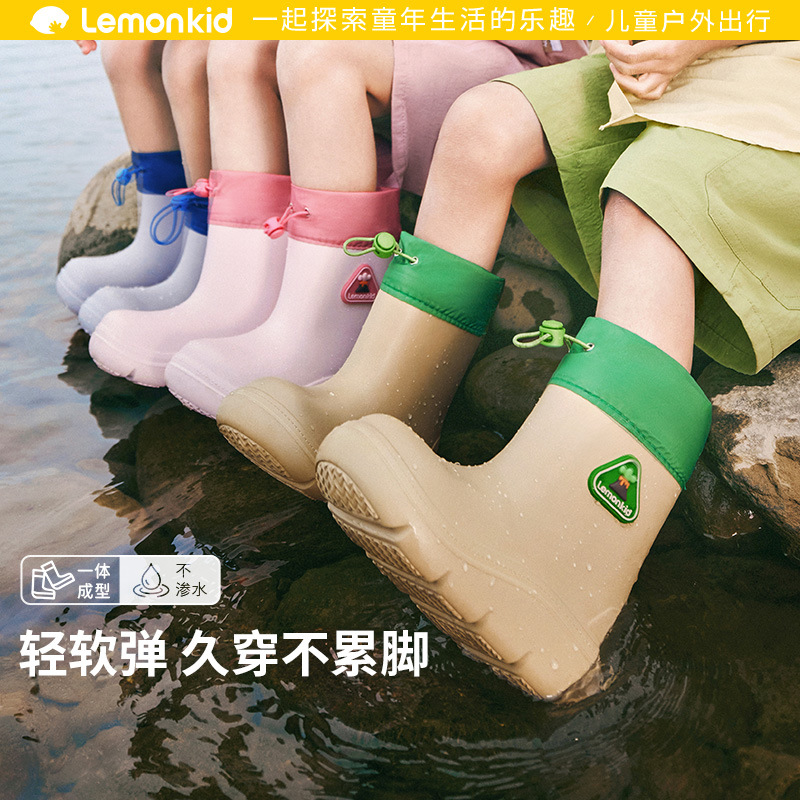 束口长筒雨靴儿童雨鞋新款