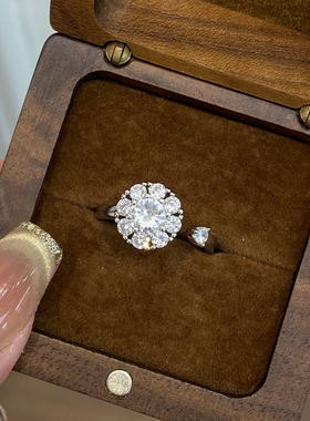 订结婚时尚复古精致微镶锆石戒指女轻奢小众气质百搭开口戒子指环