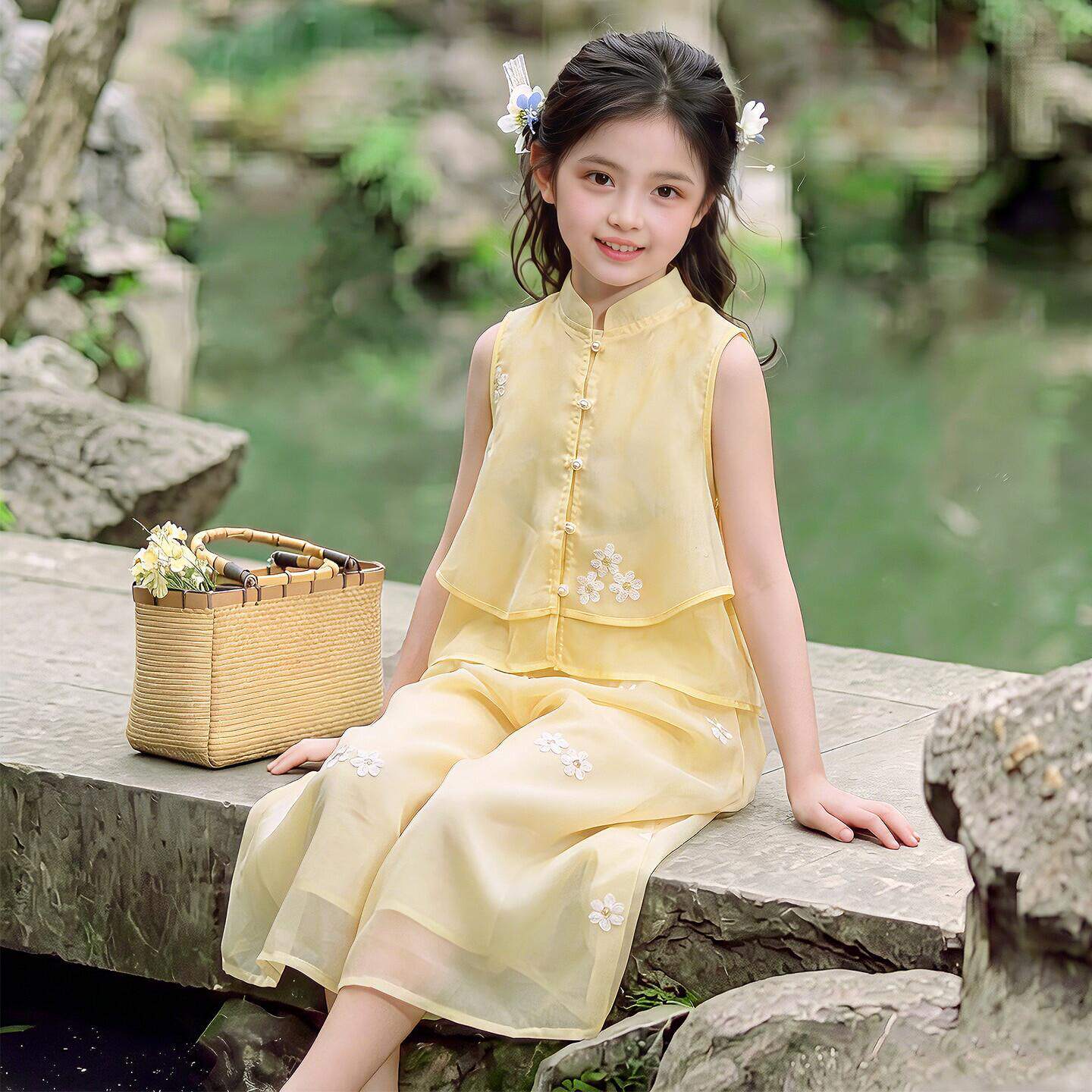 女童国风套装夏季2026新款小女孩日常可穿古风汉服儿童新中式唐装