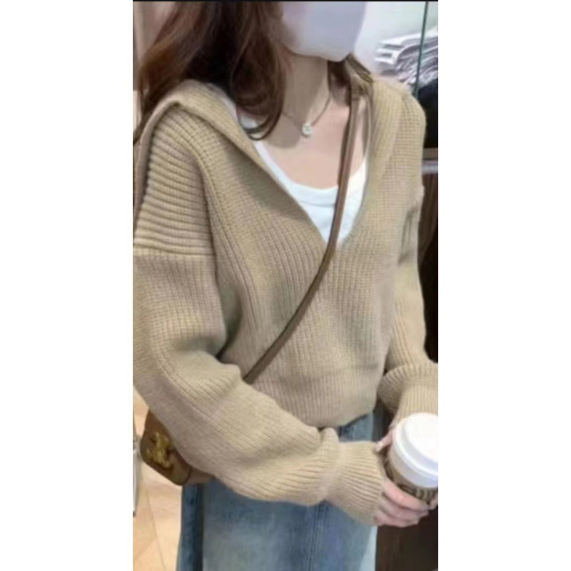 休闲风针织衫上衣短款毛衣宽松