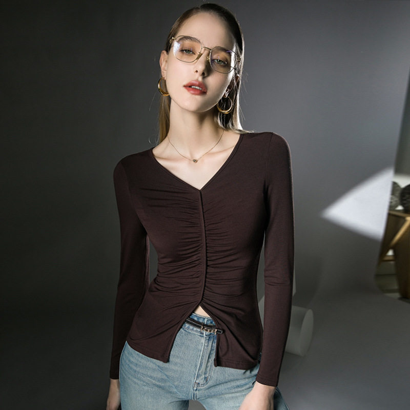 褶皱修身莫代尔国标拉丁舞服新款