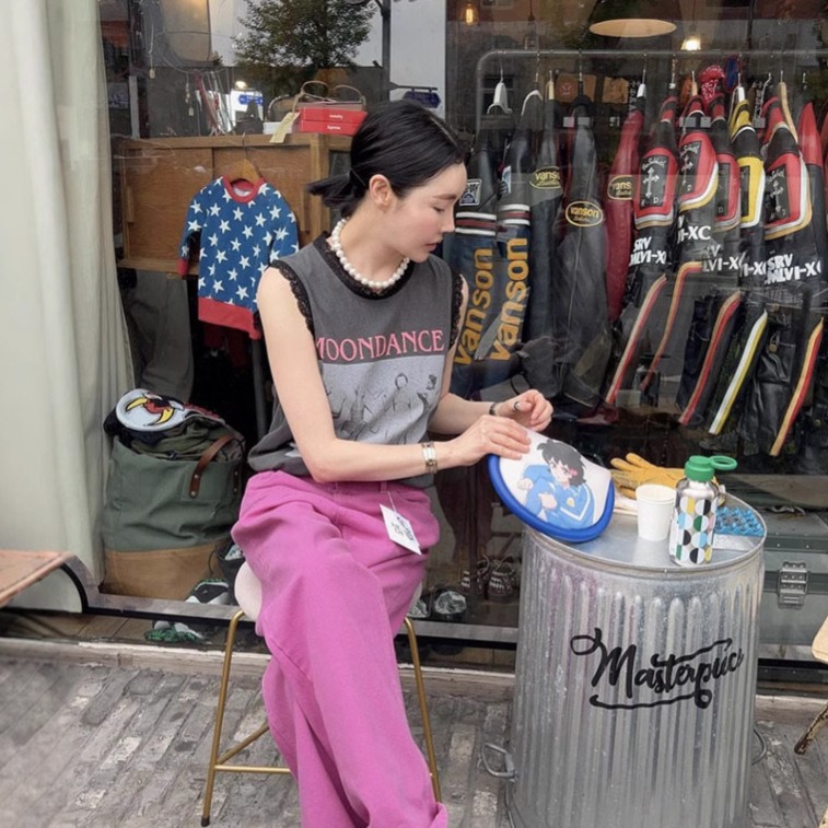 现货小众无袖蕾丝棉背心helder韩