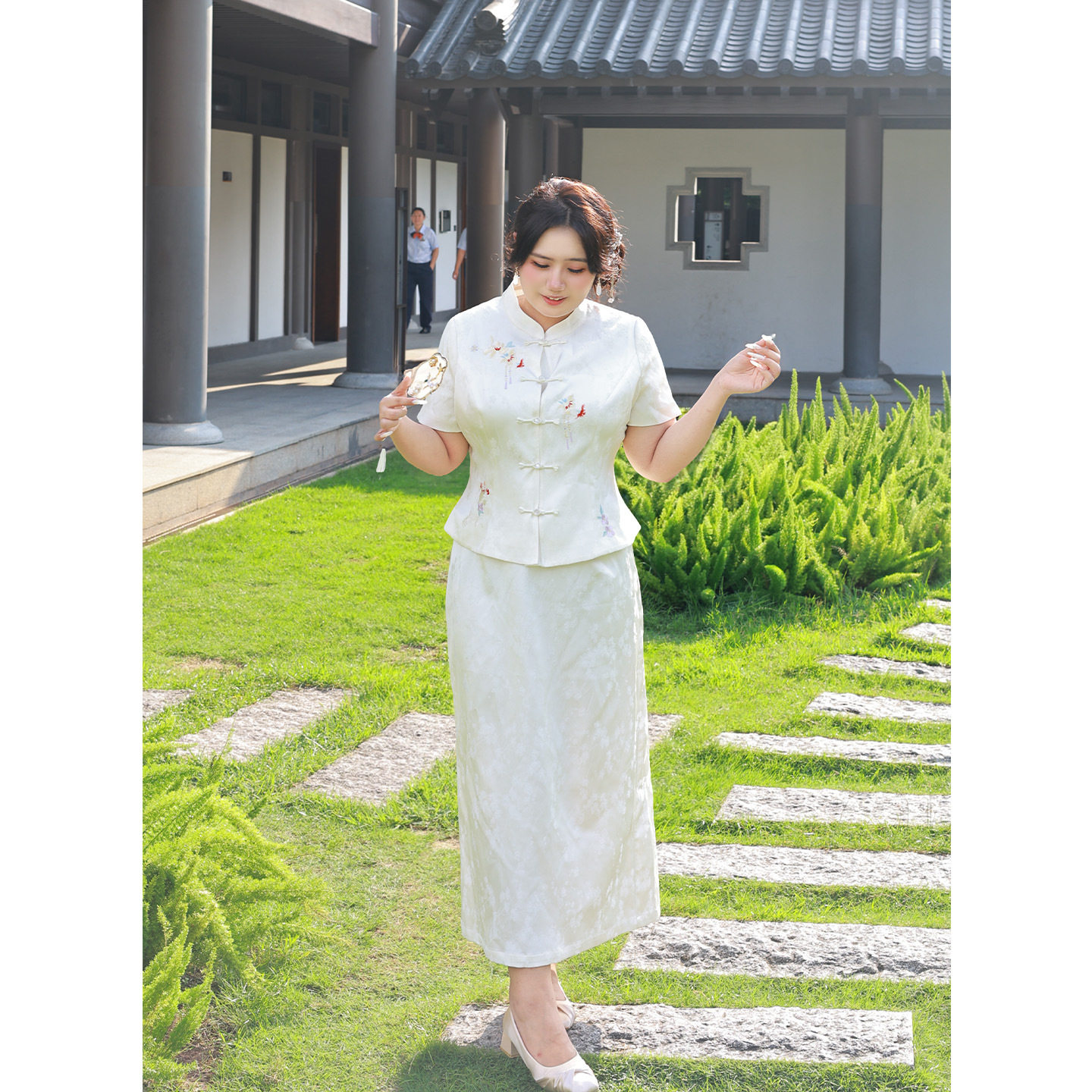 新中式国风旗袍上衣+半裙套装