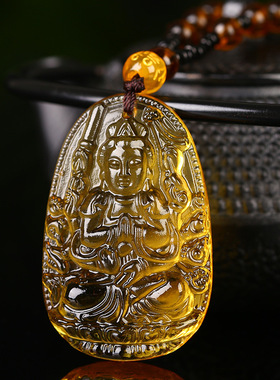 黄水晶十二生肖吊坠本命佛项链八大守护神挂件民族风厂家直营