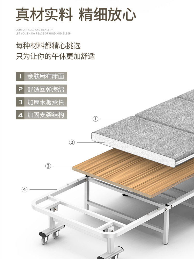 新品 办公室折叠床单人床家用成人午睡床加固四折木板床午休床