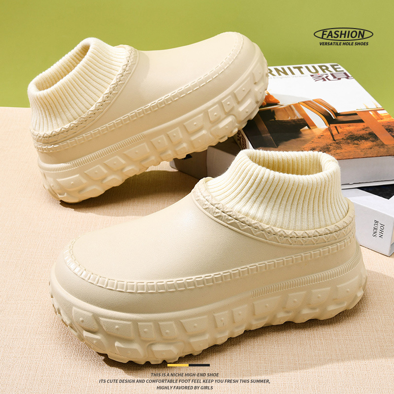 轮胎底棉拖鞋女包跟秋冬耐脏毛毛鞋防滑加绒加棉情侣保暖棉鞋