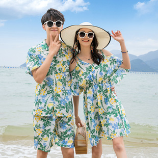 情侣装夏装海边男套装气质连衣裙沙滩裙女三亚度蜜月旅游度假拍照