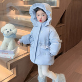 女童棉服冬季2025新款洋气儿童连帽收腰棉衣女爱莎公主棉袄外套，童装棉衣，祺妙童装