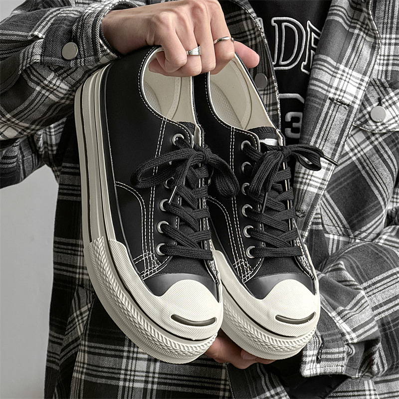 2025新款开口笑帆布鞋透厚底硫化鞋男款潮鞋XZ517-1XZ263P55，男鞋休闲鞋，星座517-1