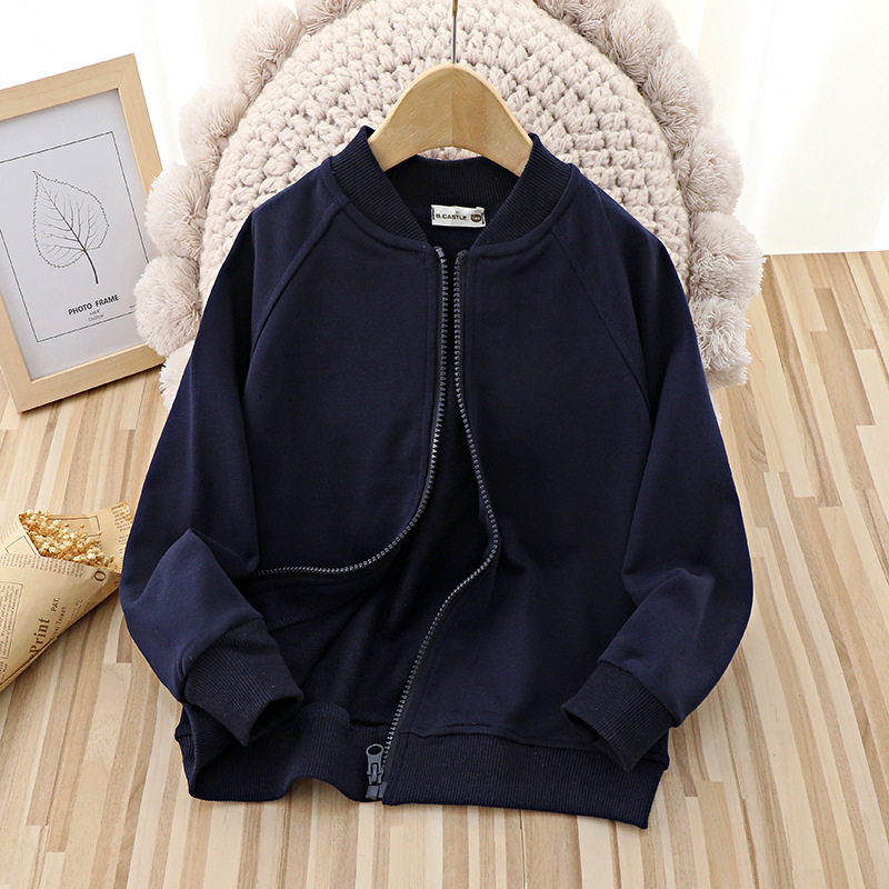 女孩童装童春秋装棒球服外套春季新款中大童儿童运动上衣纯色
