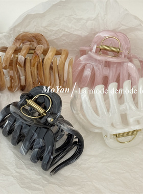 水墨高级感大号抓夹女后脑勺发夹南瓜夹适合发量多鲨鱼夹盘发发抓