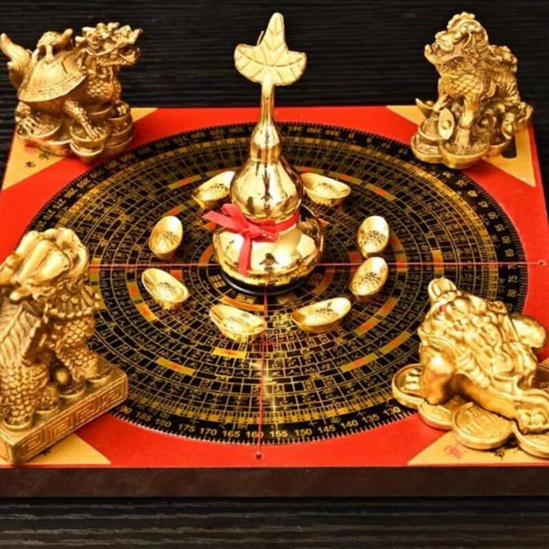 五行八卦阵黄铜葫芦貔貅麒麟蟾龙龟聚宝盆罗盘摆件四灵兽聚财大阵