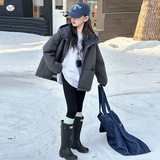 女童2025冬季新款级黑茶连帽外套女大童户外加绒保暖派克服外套，童装外套，祺儿童装