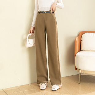 宾利酷堡女裤女美拉德不规则休闲裤2025秋季腰弹力加厚窄版阔腿裤