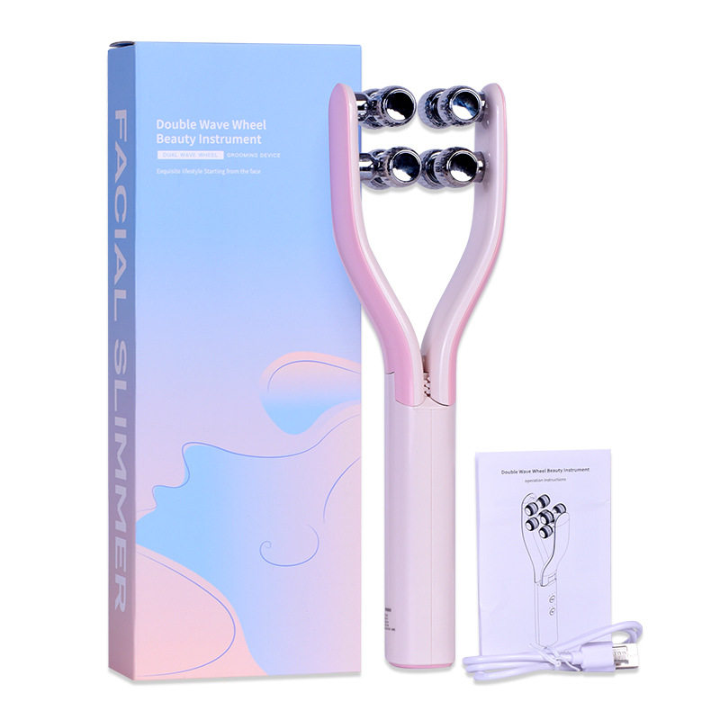 寻秋V脸滚轮式脸部按摩器瘦脸神器提拉棒塑型双波轮美容仪瘦脸仪