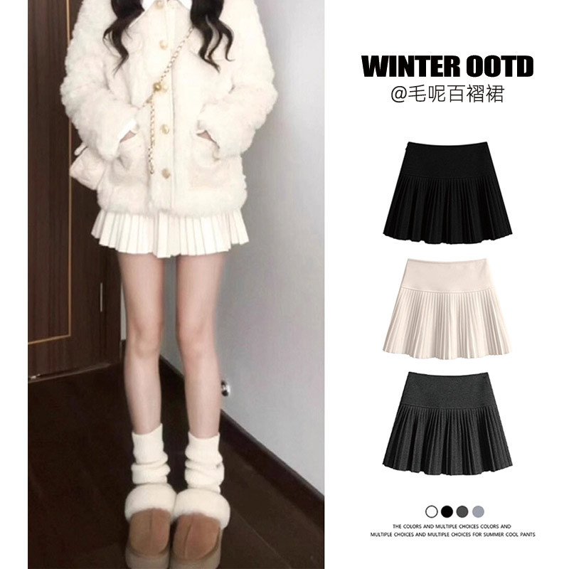 百褶裙女秋冬季2025新款腰显瘦加厚jk短裙半身裙