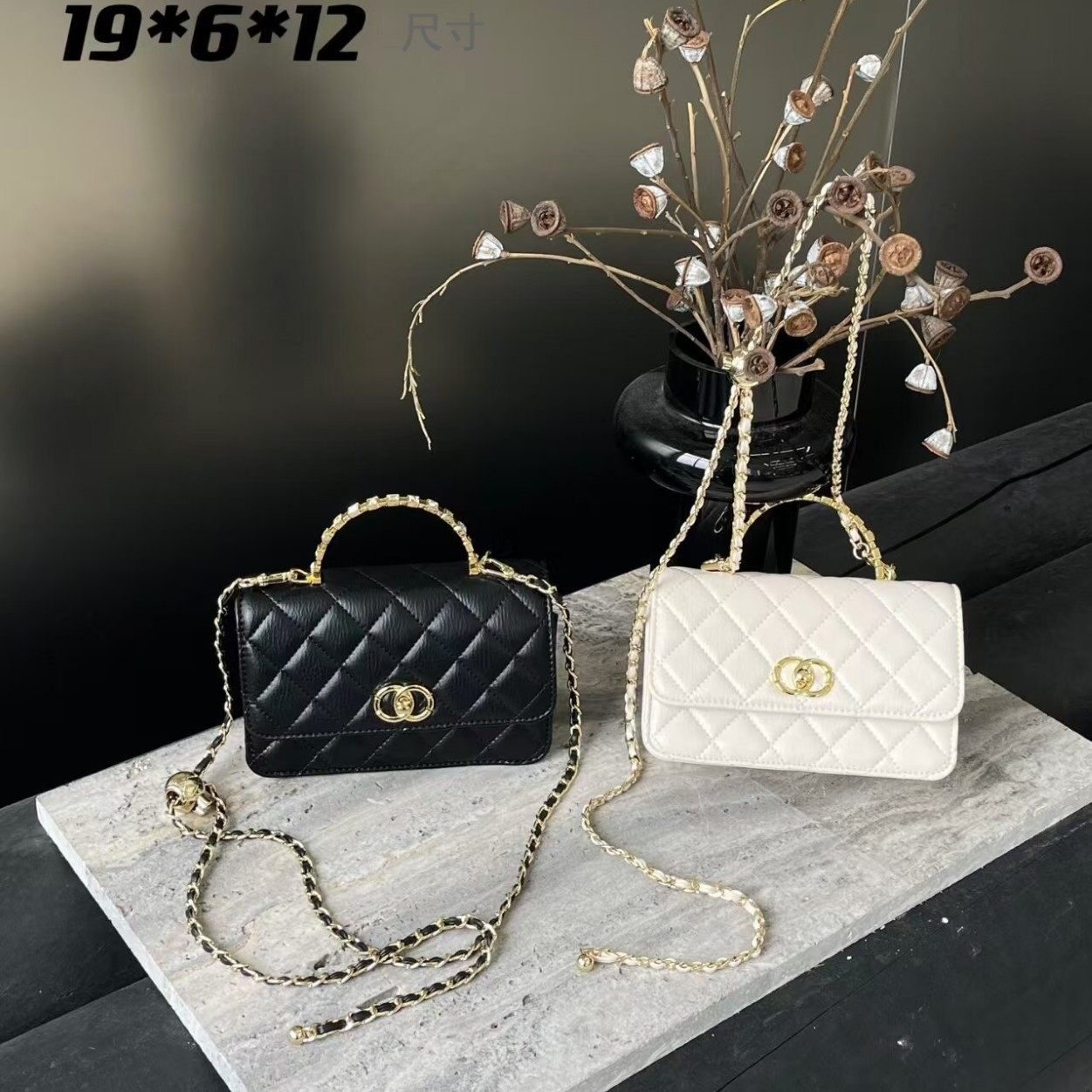 大牌轻奢新款小众经典菱格手提链条肩斜挎包时尚百搭小方包女包