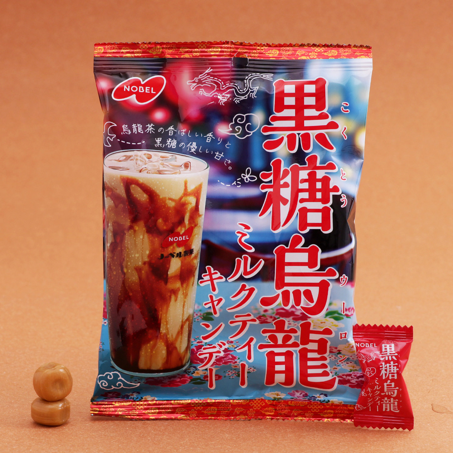 日本进口零食NOBEL诺贝尔黑糖乌龙奶茶味糖果硬糖送女友礼物