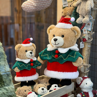 新款圣诞帽小熊毛绒玩具圣诞节节日礼品商场圣诞装饰布置公仔挂件