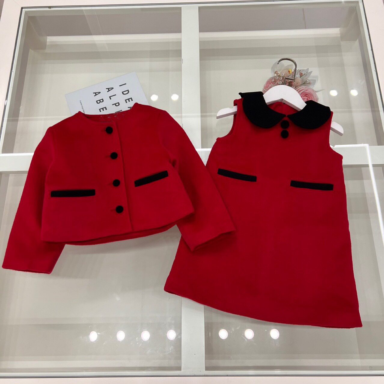 女童毛呢礼服小香风秋冬两件套