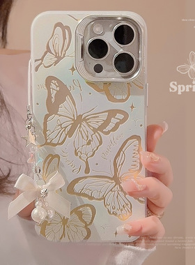 Laser cartoon butterfly case适用iphone 11 12 13 14 15 16 plus 17 pro max