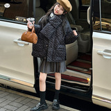 女童2025年冬款韩版碎花围脖棉衣女孩保暖外出棉服外套时髦棒球服，童装外套，祺儿童装