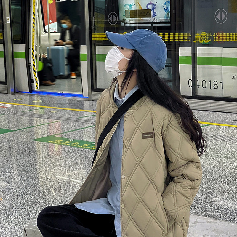 冬季新款保暖棉服女小众设计感短款ins港风棒球服棉袄外套