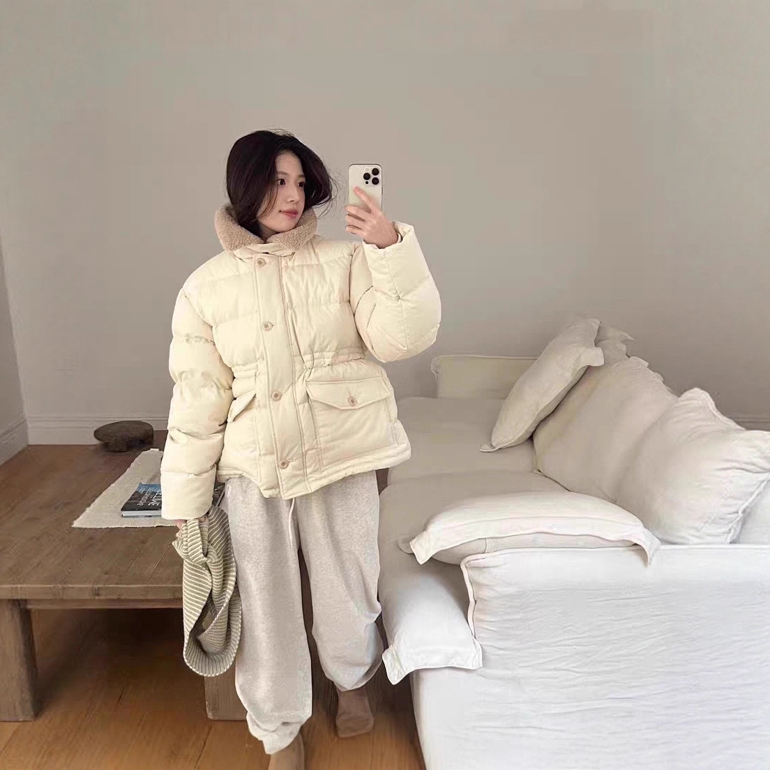 韩国代购erume毛领羽绒服外套