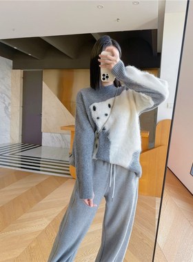 活泼感封神！MO家25冬季绵羊毛北极熊毛绒感套头针织毛衣女秋冬