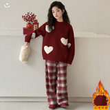 女童2025年冬季新款爱心手工毛球毛衣女孩宽松修身加绒保暖针织衫，童装毛衣，祺儿童装