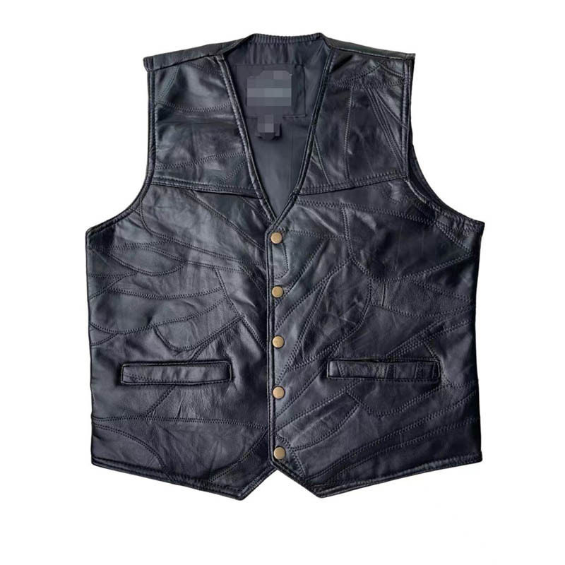 Motorcycle leather vest jacket机车皮背心真皮坎肩骑行马甲外套