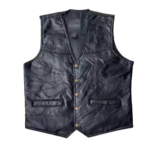 Motorcycle leather vest jacket机车皮背心真皮坎肩骑行马甲外套