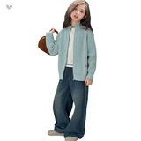 女童毛衣外套2025年秋季新款中大童针织拉链开衫春秋长袖上衣百搭，童装毛衣，祺儿童装