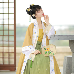 新款四件套古装汉服宋制对襟长衫汉服女中国风套装演出服成人汉服
