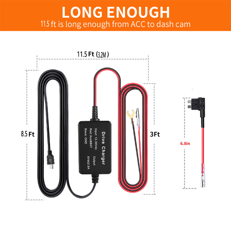 跨境供应ACC取电器降压线12V24V转5V降压线汽车行车记录仪通电宝